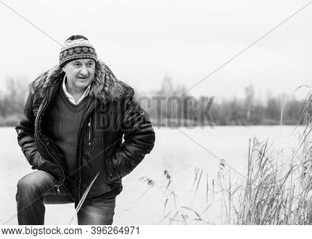 Senior Man In Grief And Sorrow. The Concept Of A Depressed Older Man, The Non-acceptance Of Oneself 
