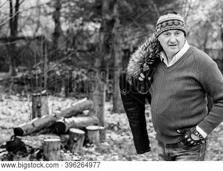 Senior Man In Grief And Sorrow. The Concept Of A Depressed Older Man, The Non-acceptance Of Oneself 