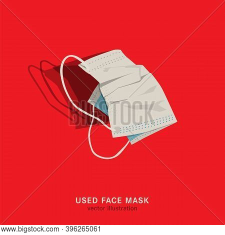 Used Face Mask. Incorrect Disposal Of Medical Supplies. Crumpled Utilized Sugical Equipment. Pollute