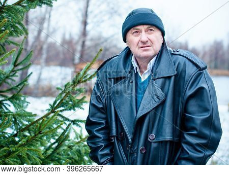 Senior Man In Grief And Sorrow. The Concept Of A Depressed Older Man, The Non-acceptance Of Oneself 