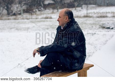 Senior Man In Grief And Sorrow. The Concept Of A Depressed Older Man, The Non-acceptance Of Oneself 