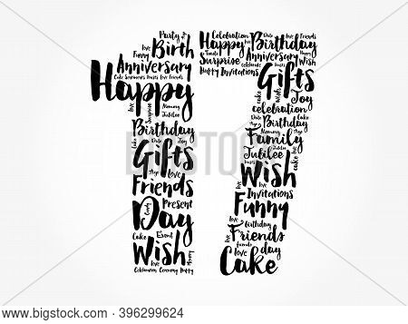 Happy 17th Birthday Word Cloud, Holiday Concept Background