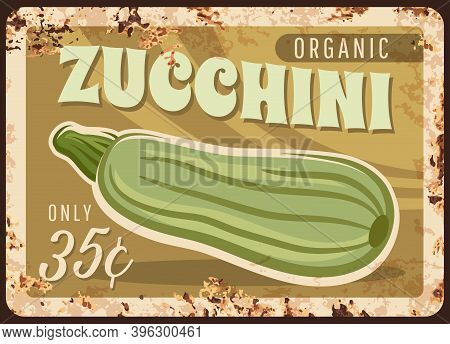 Zucchini Courgette Squash Metal Plate Rusty Price For Agriculture Vegetables And Salad Plants, Vecto