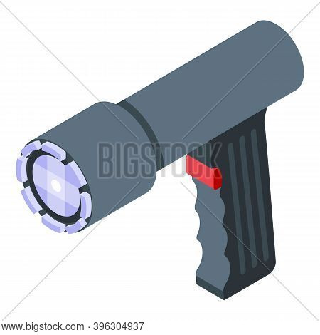 Flashlight Taser Icon. Isometric Of Flashlight Taser Vector Icon For Web Design Isolated On White Ba