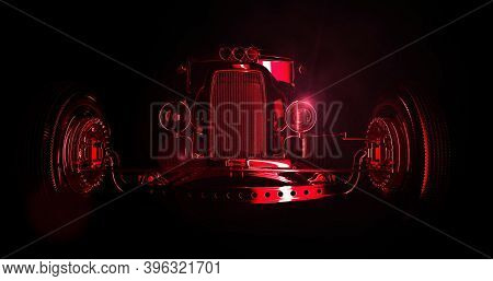 Hot Rod Black On Dark Background. 3d Render
