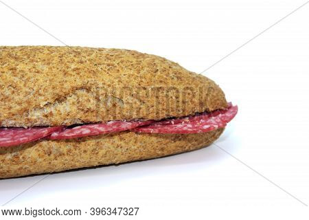 Salami Sandwich On Wholemeal Bread Spanish Bread, Typical Italian Spiced Sausage