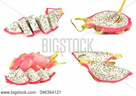 Collection Of Dragon Fruit Isolated On A White Background