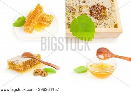Group Of Honey Isolated On A White Background
