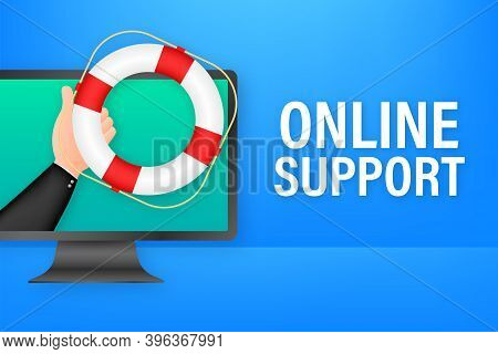 Customer Service 24-7. Call Center Landing Page. Online Support Center, Assistance. Vector Stock Ill