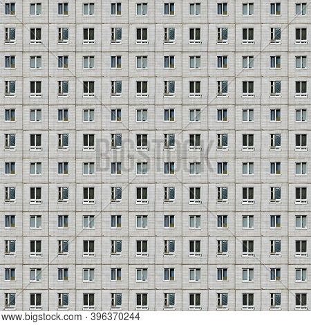 Seamless Pattern From Picture Of A Prefabricated Concrete Building Facade With Gray Colors, A Symbol
