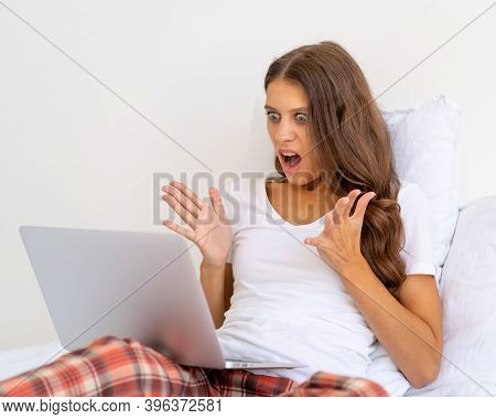 Female Angering And Annoying, Broken Internet Line. Young Woman Student Watch Video Online Webinar L
