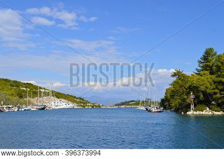 Antipaxos Harbour, Greece - October 01, 2017 : Antipaxos A Small Island South Of Corfu A Greek Islan