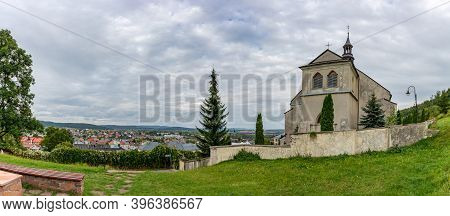 Checiny, Poland - September 06, 2020: Panoramic View Of Town Checiny In Swietokrzyskie Mountains, Wi