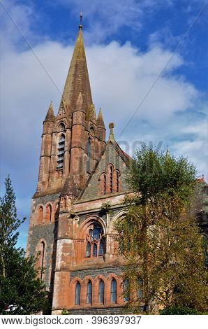 An Exterior View Of The Church Building In The Town Of Moffat In Scotland