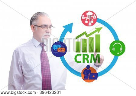 CRM custromer relationship management concept with businessman