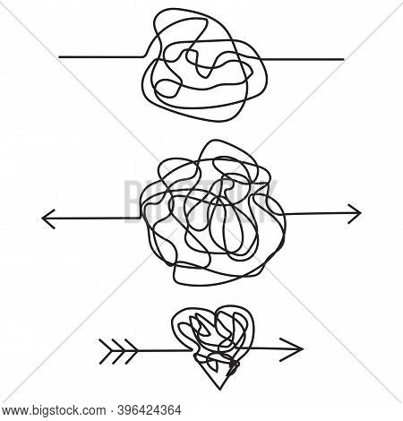Heart With An Arrow In The Form Of Doodles. Love Symbol Made Of Rope. Cord Figures. Stock Image. E