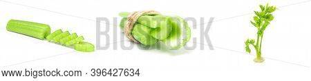 Group Of Celery Isolated On A White Background
