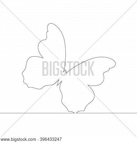 Silhouette Of A Wingspan Of A Large Butterfly. One Continuous Drawing Line, Logo Single Hand Drawn A