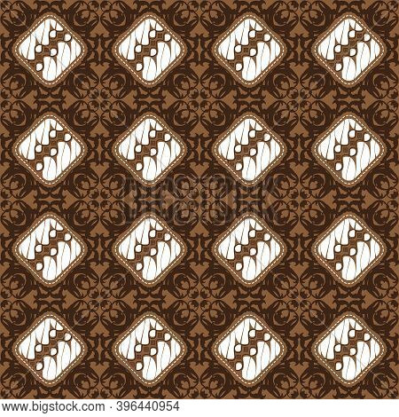 Modern Motifs On Typical Java Batik With Elegant Brown Color Design.
