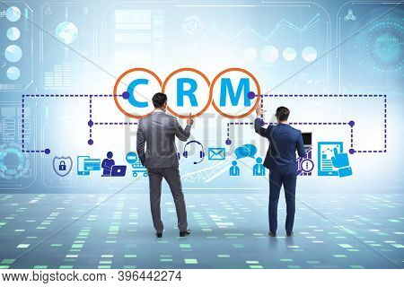 CRM custromer relationship management concept with businessman