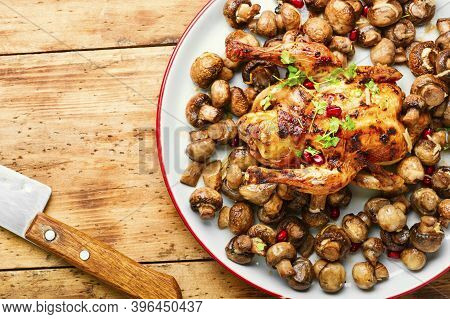 Fried Chick With Mushrooms