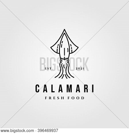 Line Art Squid Logo Vector Illustration Design