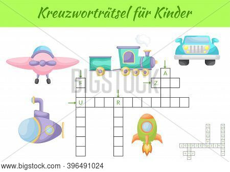 Kreuzworträtsel Für Kinder - Crossword For Kids. Crossword Game With Pictures. Kids Game And Activit