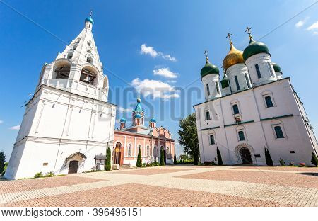 Cathedral Square With Shatrovaya Bell Tower, Assumption Cathedral, Tikhvin Church In Kolomna Kremlin