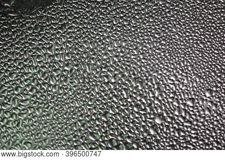 Deail Of Metal Surface Covered In Water Drops - Abstract Background