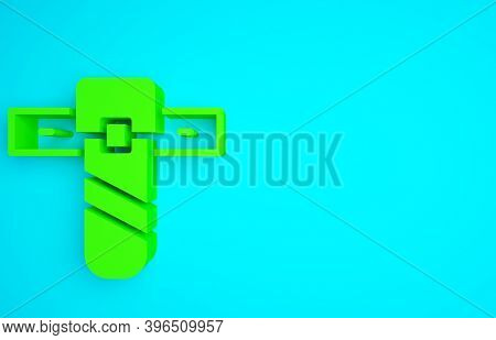 Green Knife Holster Icon Isolated On Blue Background. Minimalism Concept. 3d Illustration 3d Render