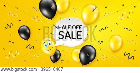 Half Off Sale. Balloon Confetti Vector Background. Special Offer Price Sign. Advertising Discounts S