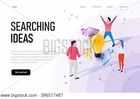 Searching Ideas Landing Page Template With Custom Illustration Of People Who Search New Soultions An