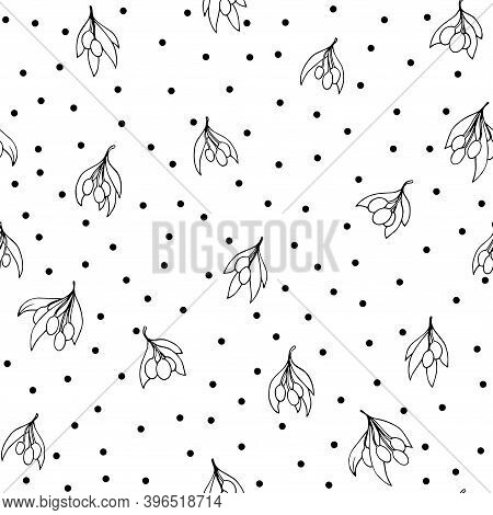 Vector Seamless pattern Vintage Branches With Leaves. Decorative Elements for Decoration