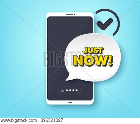 Just Now Symbol. Mobile Phone With Alert Notification Message. Special Offer Sign. Sale. Customer Se
