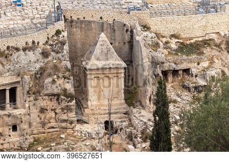 View From The Gate Of Repentance Or Gate Of Mercy Of The Zecharias Tomb - Pyramid-topped Monument De