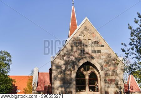 Kirch Palmniken. Kaliningrad Region. Village Yantarniy. High-quality Photo.