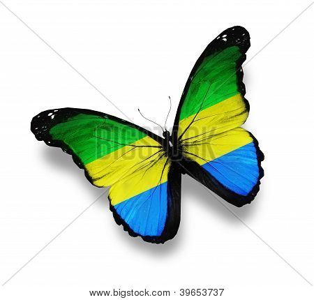 Vlajka Gabonu Butterfly, izolovaných na bílém