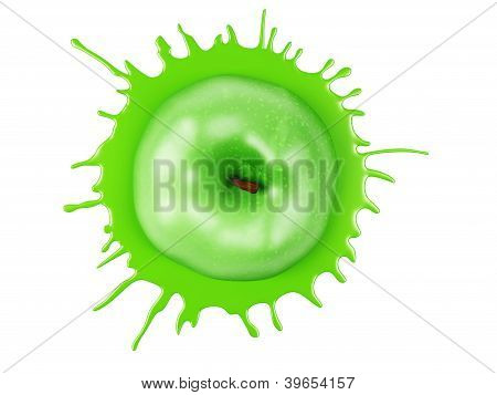 Green Apple With Blot Isolated