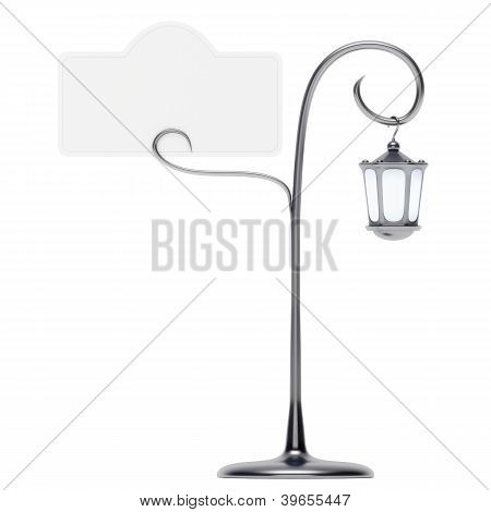 Antique Lamp Post With Card Holder Isolated