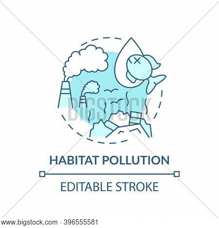 Habitat Pollution Turquoise Concept Icon. Chemical Emission. Environmental Harm. Wildlife Conservati