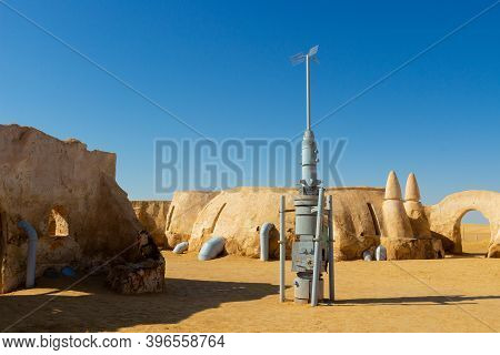 Ong Jemel, Tunisia - 28 October, 2019: Fragment Of Abandoned Original Scenery For The Shooting Of Th