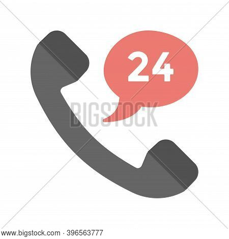 24/7 Phone Support Icon In Flat Style. 24 Hours Open Call Service. Non-stop Customer Support, Servic
