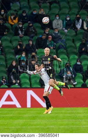 Krasnodar, Russia - November 24, 2020: Igor Smolnikov Of Fc Krasnodar Battle For The Ball With Sergi
