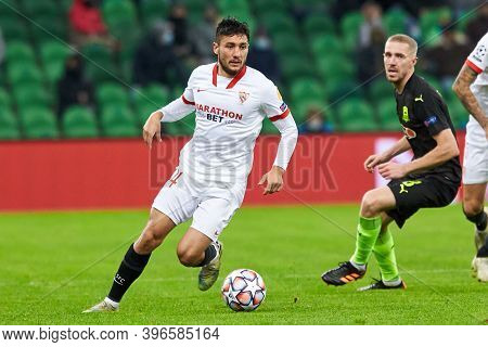 Krasnodar, Russia - November 24, 2020: Oscar Rodriguez Of Sevilla Fc In Action During The Uefa Champ