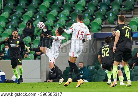 Krasnodar, Russia - November 24, 2020: Oliver Torres Of Sevilla Fc Battle For The Ball During The Ue