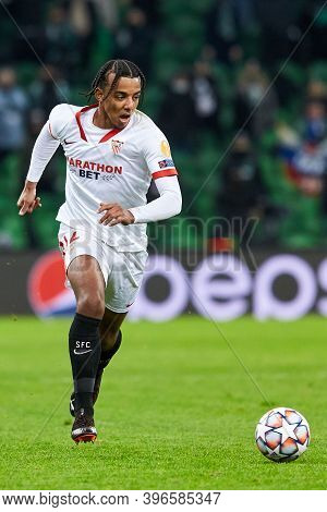 Krasnodar, Russia - November 24, 2020: Jules Kounde Of Sevilla Fc In Action During The Uefa Champion
