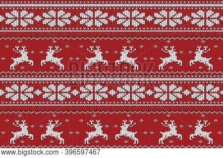 Christmas And Winter Knitted Seamless Pattern, Scandynavian Style