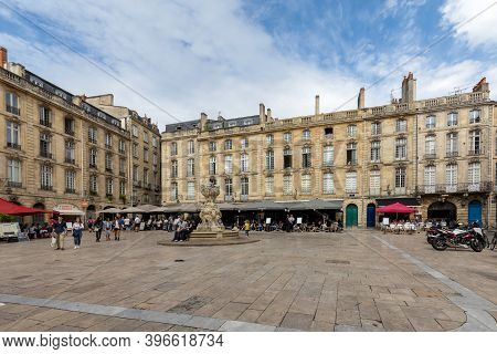 Bordeaux, France - September 9, 2018: Parliament Square Or Place Du Parlement . Historic Square Feat