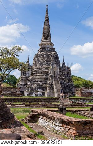 Ayutthaya Historical Park In Thailand. Tourist Interest