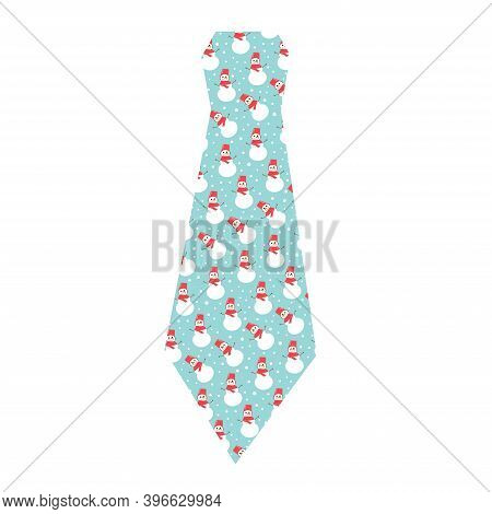 Delicate Blue Tie With New Years Snowmen.